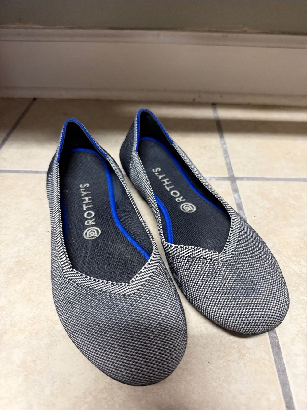 Rothy’s The Flat Cloud Grey Birdseye Round Toe Ballet Flats